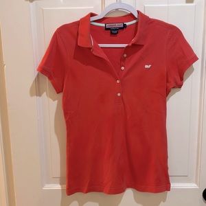 Vineyard Vines Ladies golf polo shirt, cherry red with white/silvery whale small